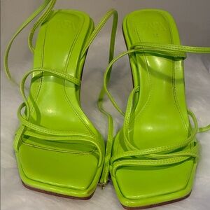 Zara Women's Bright Green Strappy Heels